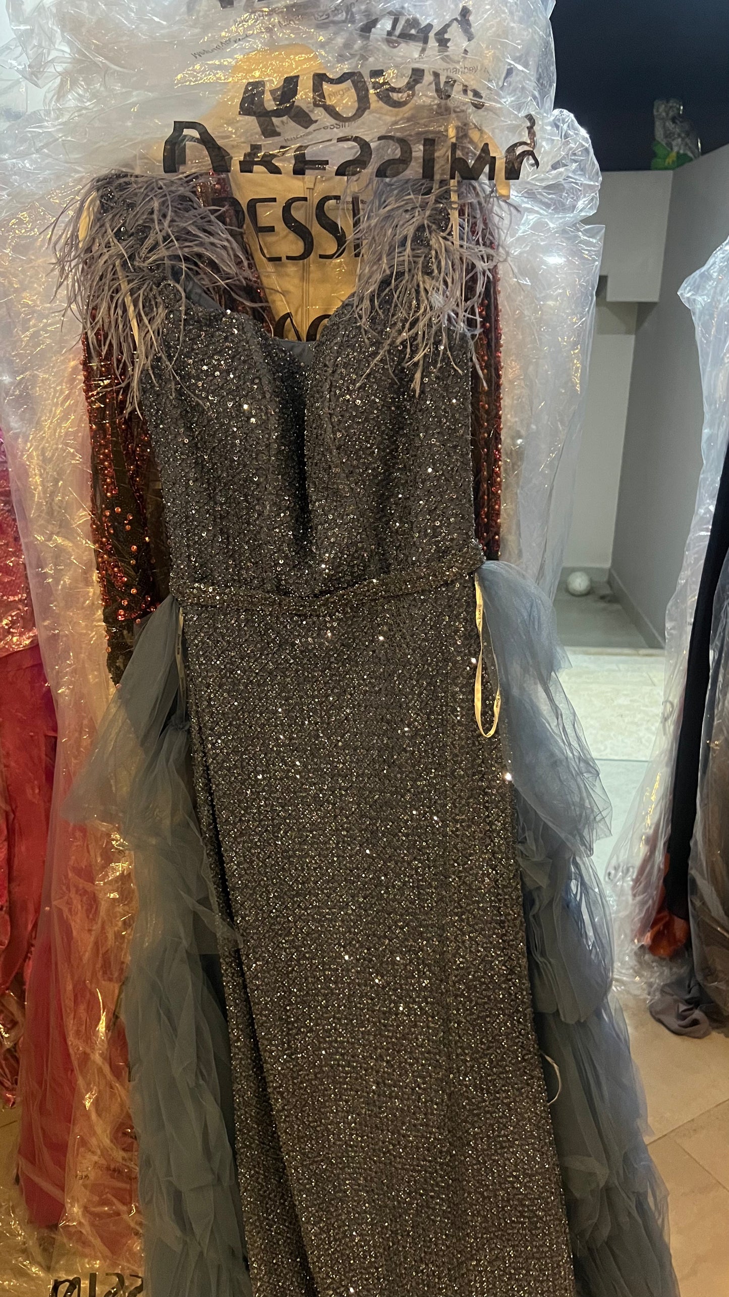 Dreamy indigo blue ruffled (2 look) dress