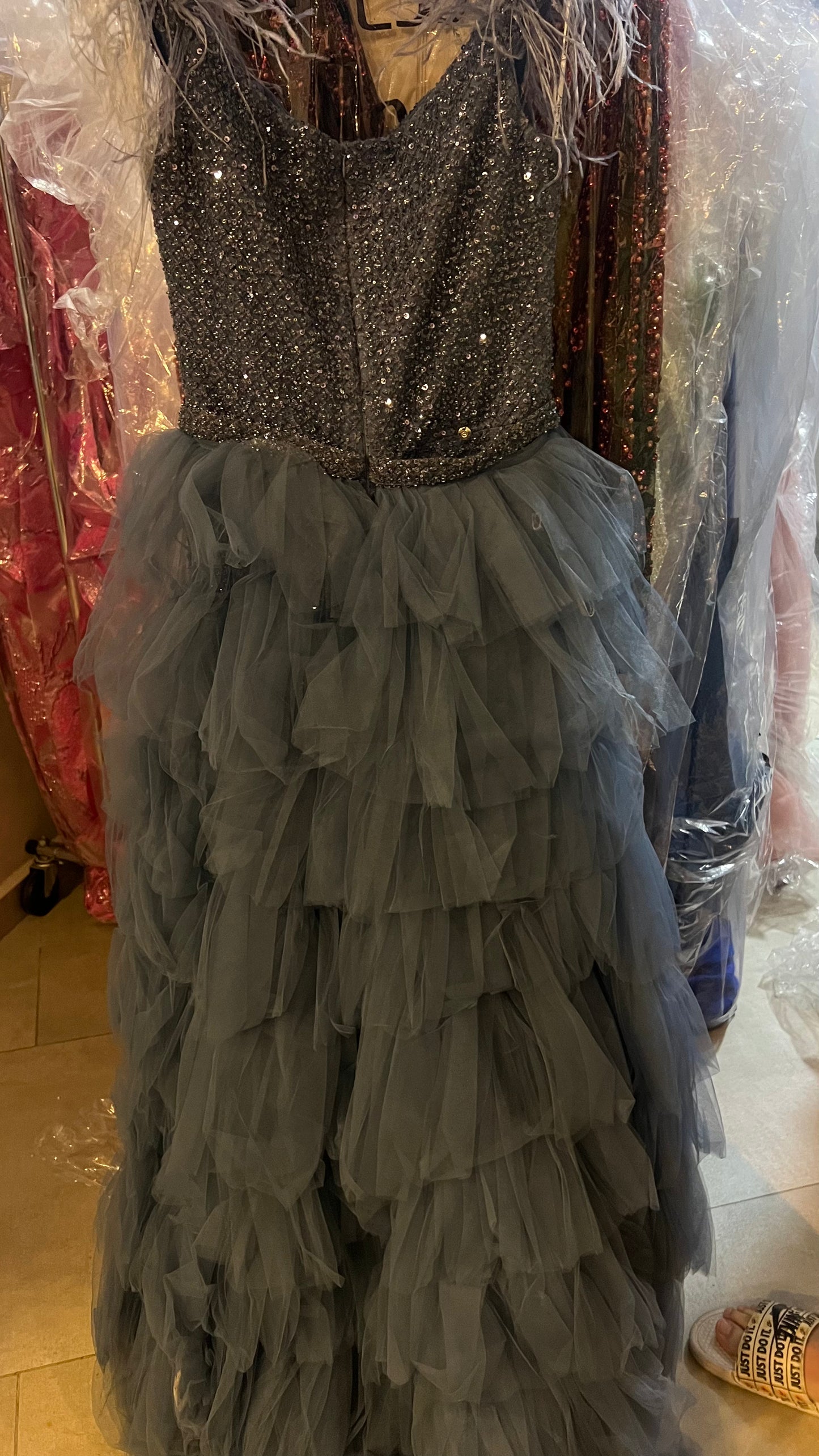 Dreamy indigo blue ruffled (2 look) dress