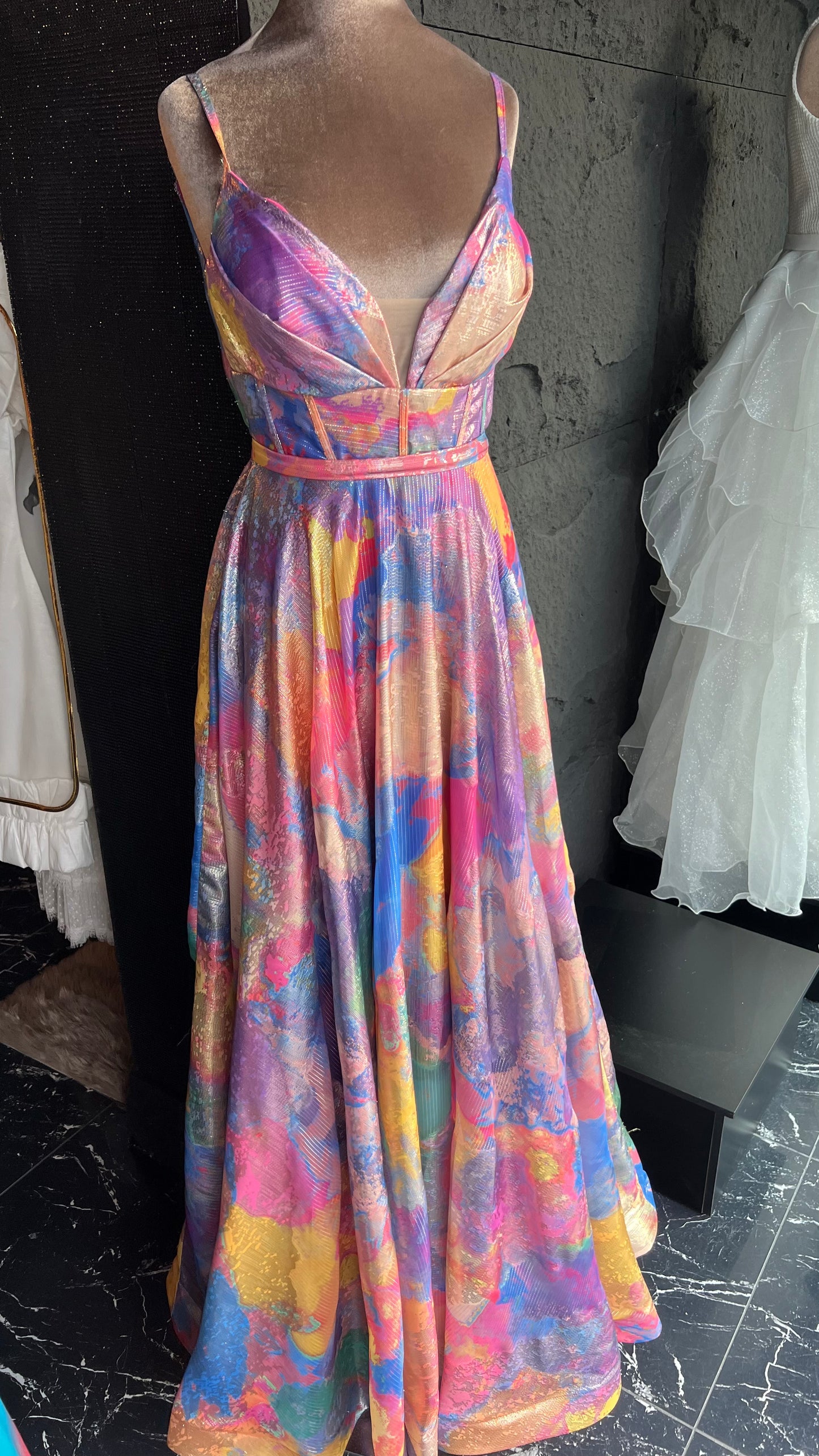 Fusya splattered paint flowy dress