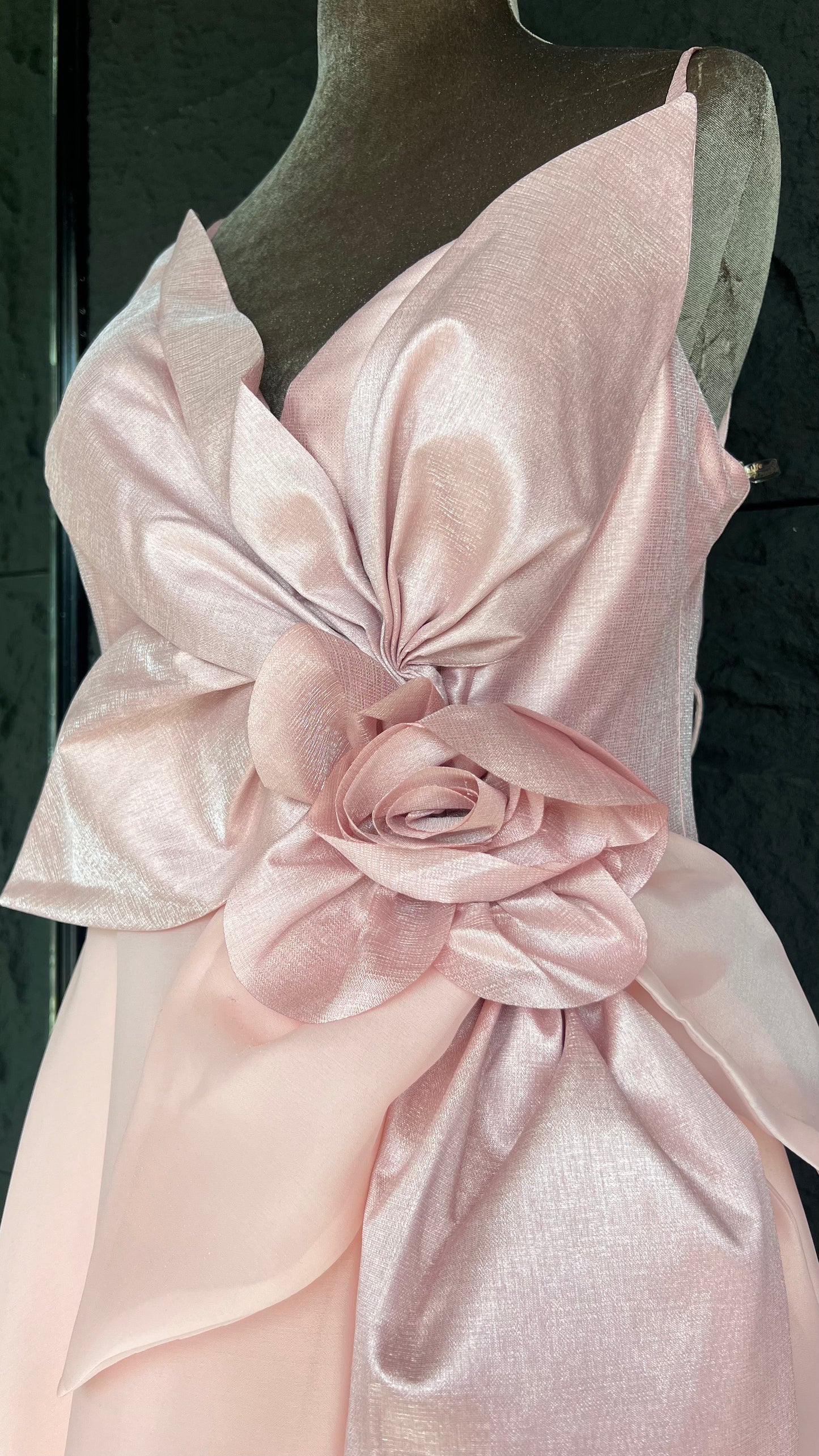 Ribbons on waist A-line pink dress