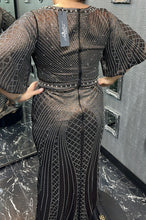 Earthy metallic V-neck dress