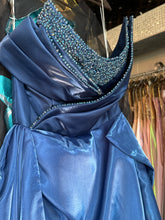 Deep blue strapless dress