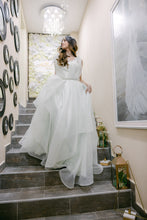 Lime White Sparkle Cascade: White Lime Long Dress with Glitter & Cascading Ruffles