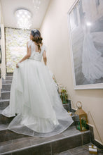 Lime White Sparkle Cascade: White Lime Long Dress with Glitter & Cascading Ruffles