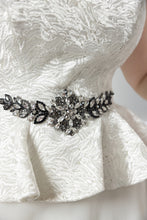 Enchanting Elegance: Strapless Heart-shaped A-line Dress with Back Corset and Silver & Black Crystal Embellishments