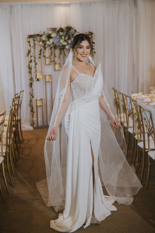 Shimmering Asymmetrical Wedding Dress