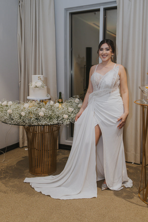 Shimmering Asymmetrical Wedding Dress