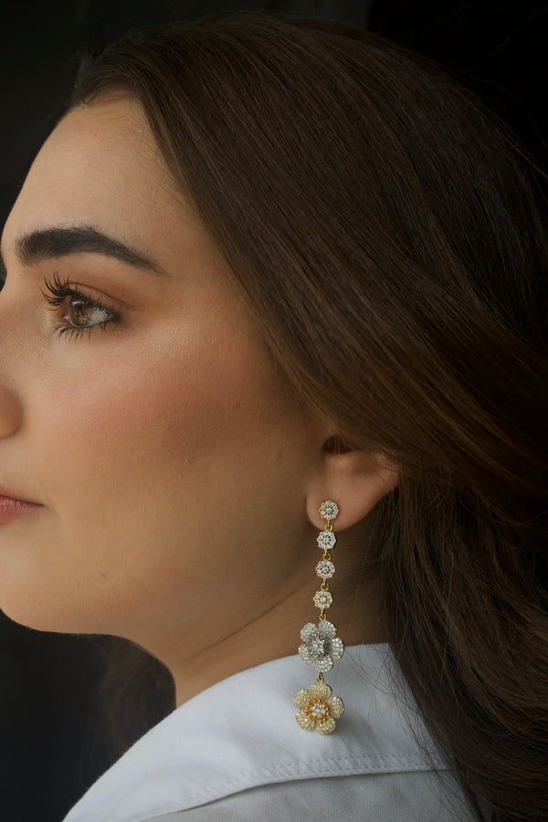 Two-Tone Flower Earrings