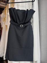 Ruffle and Sparkle: Black Pencil Dress with Chest Ruffles