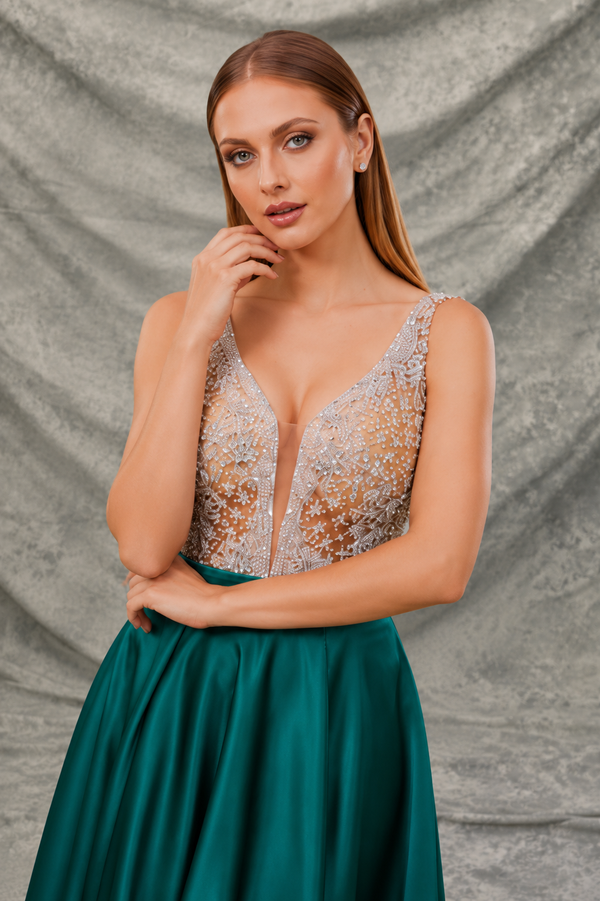 Royalty emerald A line dress