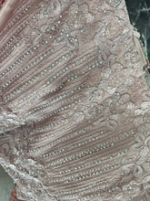 Vintage Blush: Off-Shoulder Light Pink Mermaid Dress with Silver Appliques