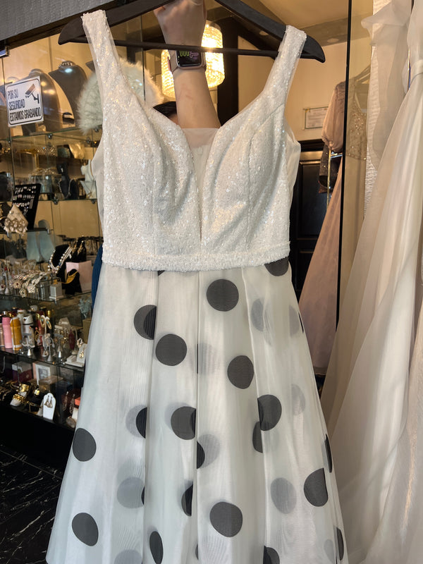 Black & White Glamour: Polka Dot Skirt and Sequin Top Dress