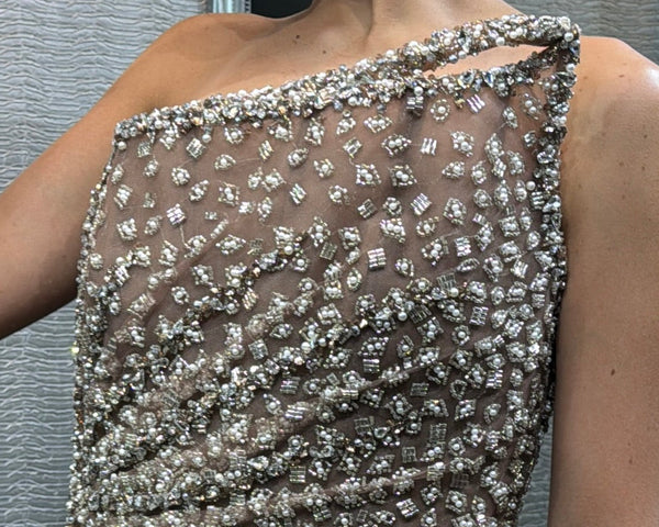 Mocha open side strapless dress