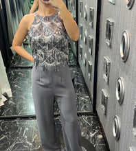 Glimmering Grey Jumpsuit with Beaded Embellishment