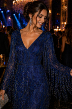 Wavy ocean blue party dress