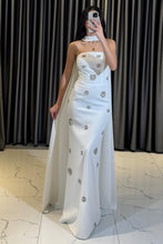 Strapless Pedrería Perlas con Mangas Off Shoulder