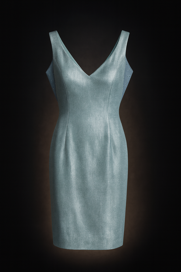 Aqua Dream: Short Green Dress with Silver Skirt