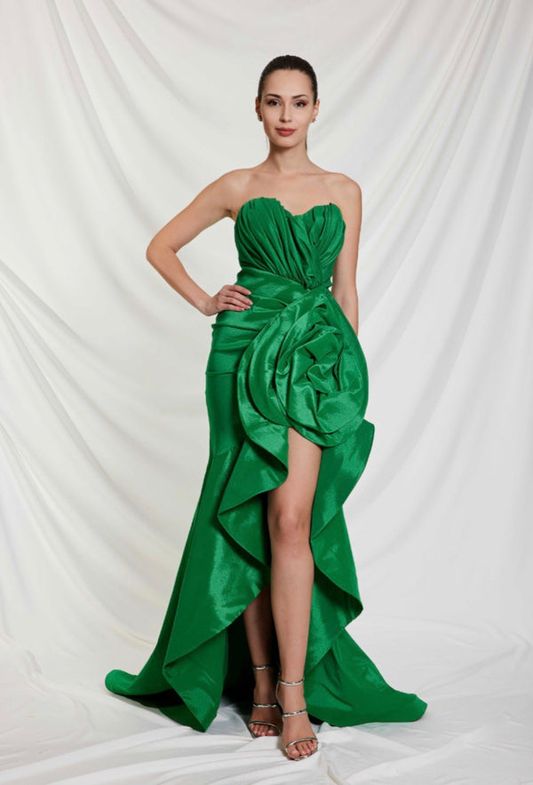 Aurora strapless flowered dress