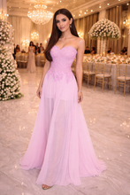 Blushing: Strapless Chiffon Dress with Lace