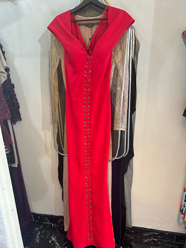 Fiery Mermaid: Red Dress with Corset-Inspired Front