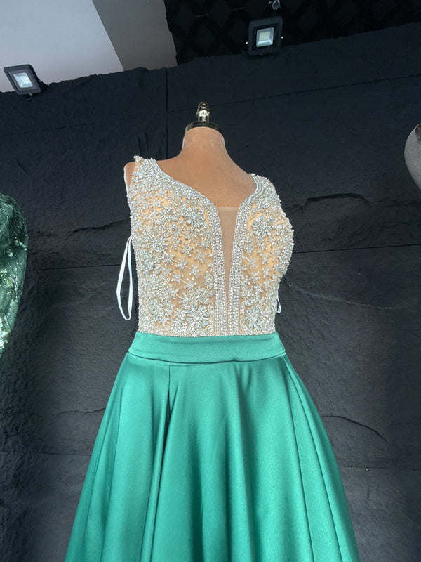 Royalty emerald A line dress