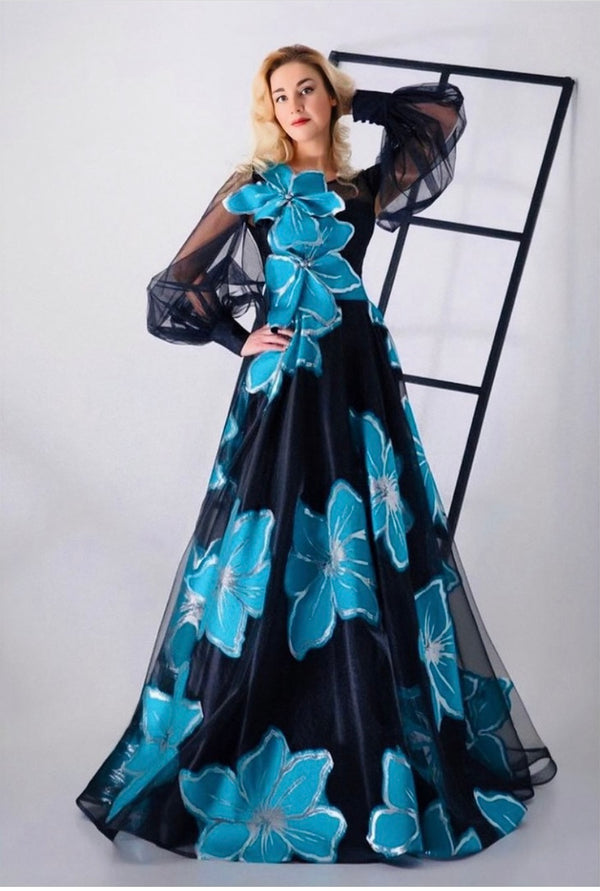 Enchanting Azure Blossoms: with Bold Turquoise Flower Embellishments
