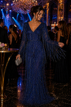 Wavy ocean blue party dress