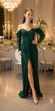 Crystals in Emerald longsleeve dress