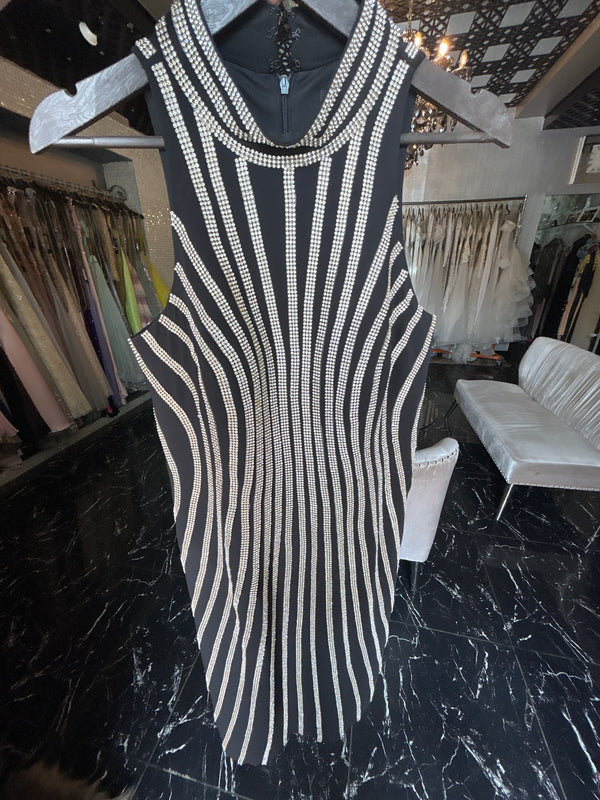 Black Midi: Pencil Dress with Halter Neck