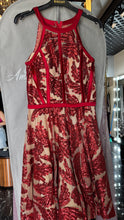 Fiery Sequin Halter Mini Dress in Beige and Red