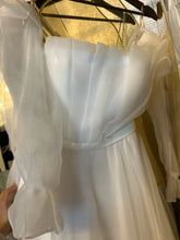 Silver Mist: Off-Shoulder White Dress with Delicate Thin Straps