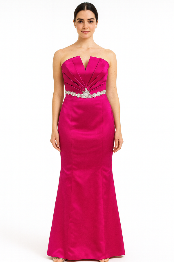 Amira Strapless Fuchsia Dress