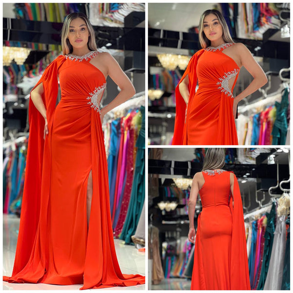 Serene elegance in orange dress