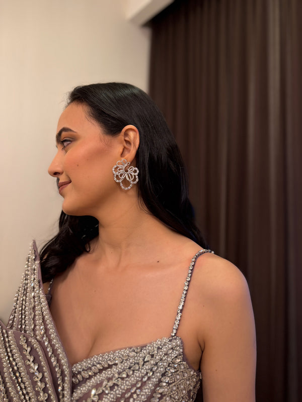 Aritos Plateados Floreado