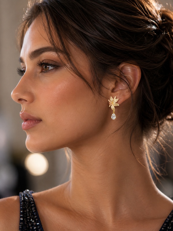 Gold&Silver Earring with Stud