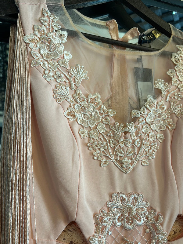 Pretty in Pink: Jumpsuit with Bedazzling Blooms and Fringe Shoulders