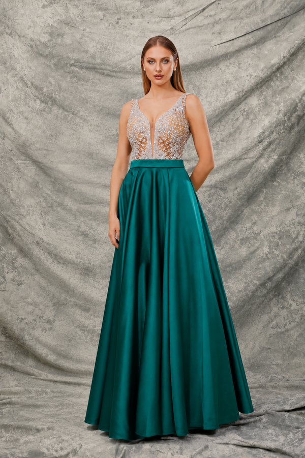 Royalty emerald A line dress