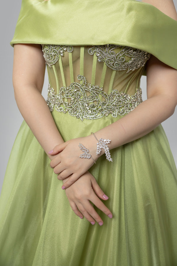 Luminous Lime Mermaid Dress: Enchanting Corseted Strapless