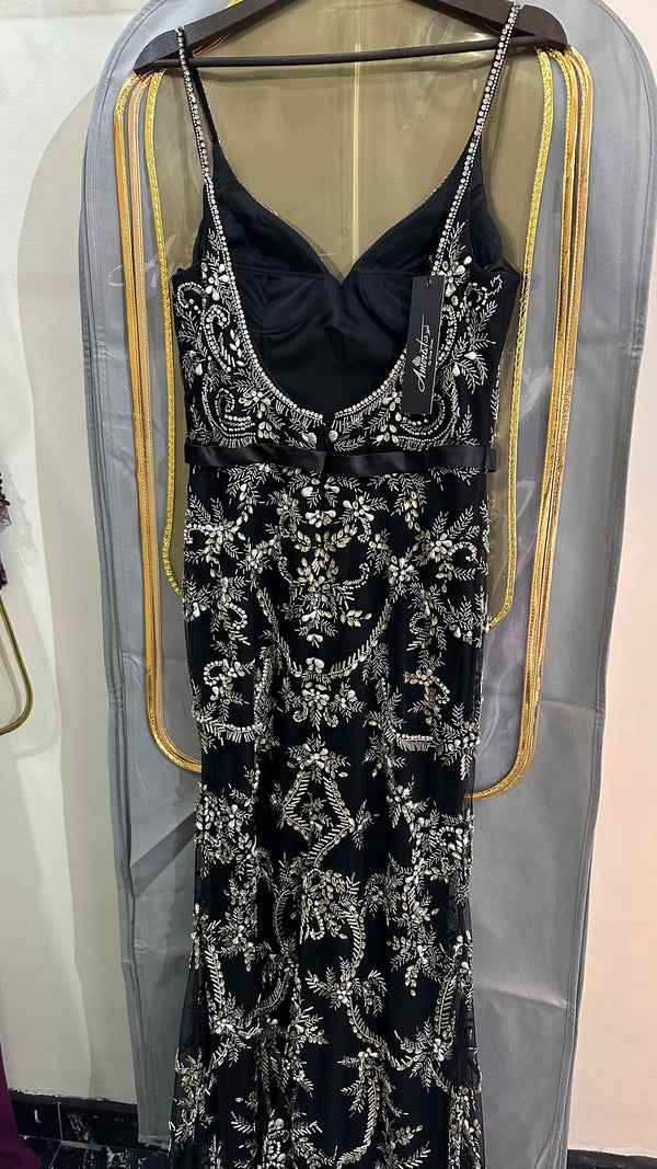 Dazzling Gems: V-Neck Dress with Delicate Thin Straps