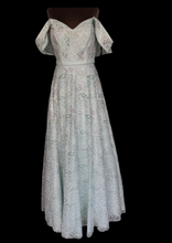 Dazzle Blossoms: Off-Shoulder V-Neck Princess Dress with Multicolored Leaf-like Gems