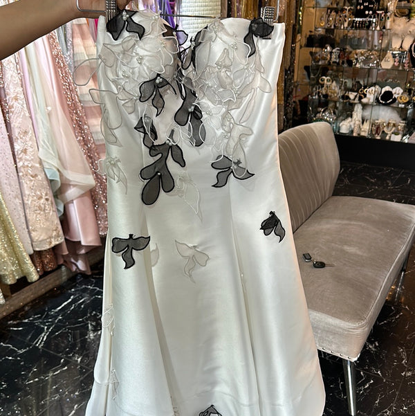 Heart of Gold: Golden Beige Satin Strapless Dress