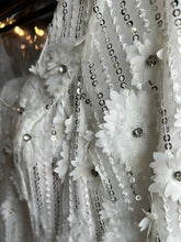 Flower Power: White Knee-Length Dress with 3D Flowers
