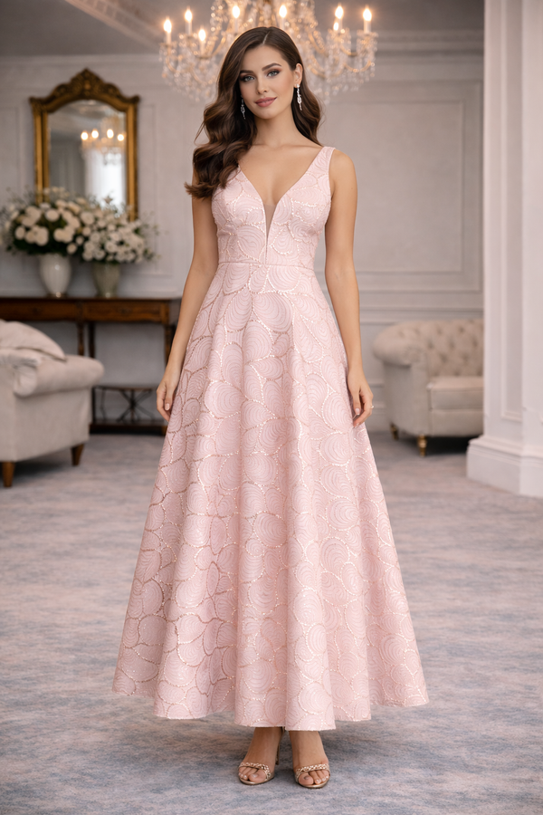 Cute elegant A-line pink dress
