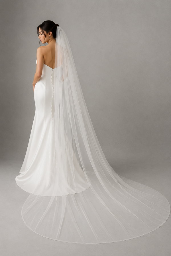 Velo de novia liso largo