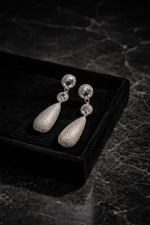 Long silver earrings