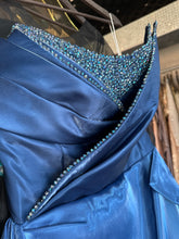 Deep blue strapless dress