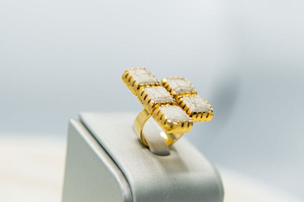 Anillo Marmoleado Blanco