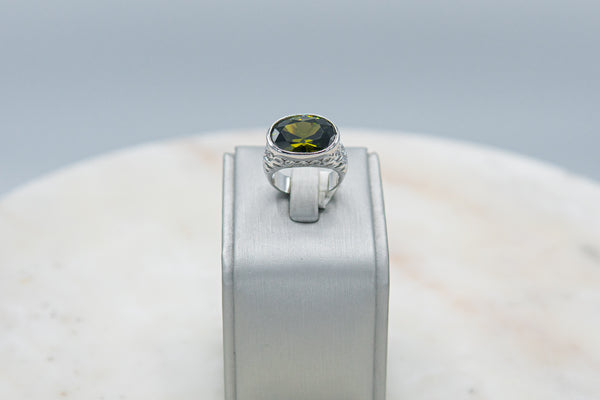 Anillo Verde Plateado