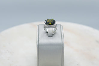 Anillo Verde Plateado