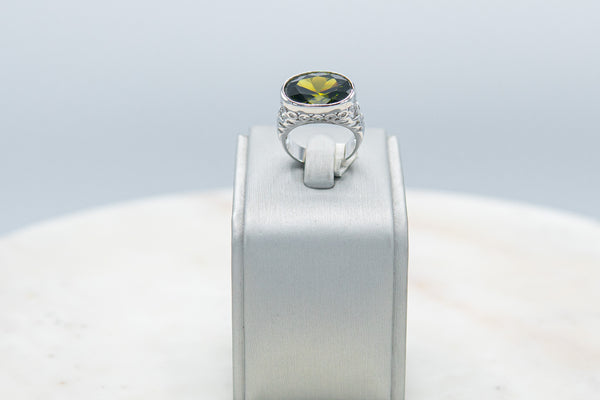 Anillo Verde Plateado